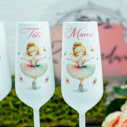 Set pahare botez Balerina Delicată Colorata RoHandWork