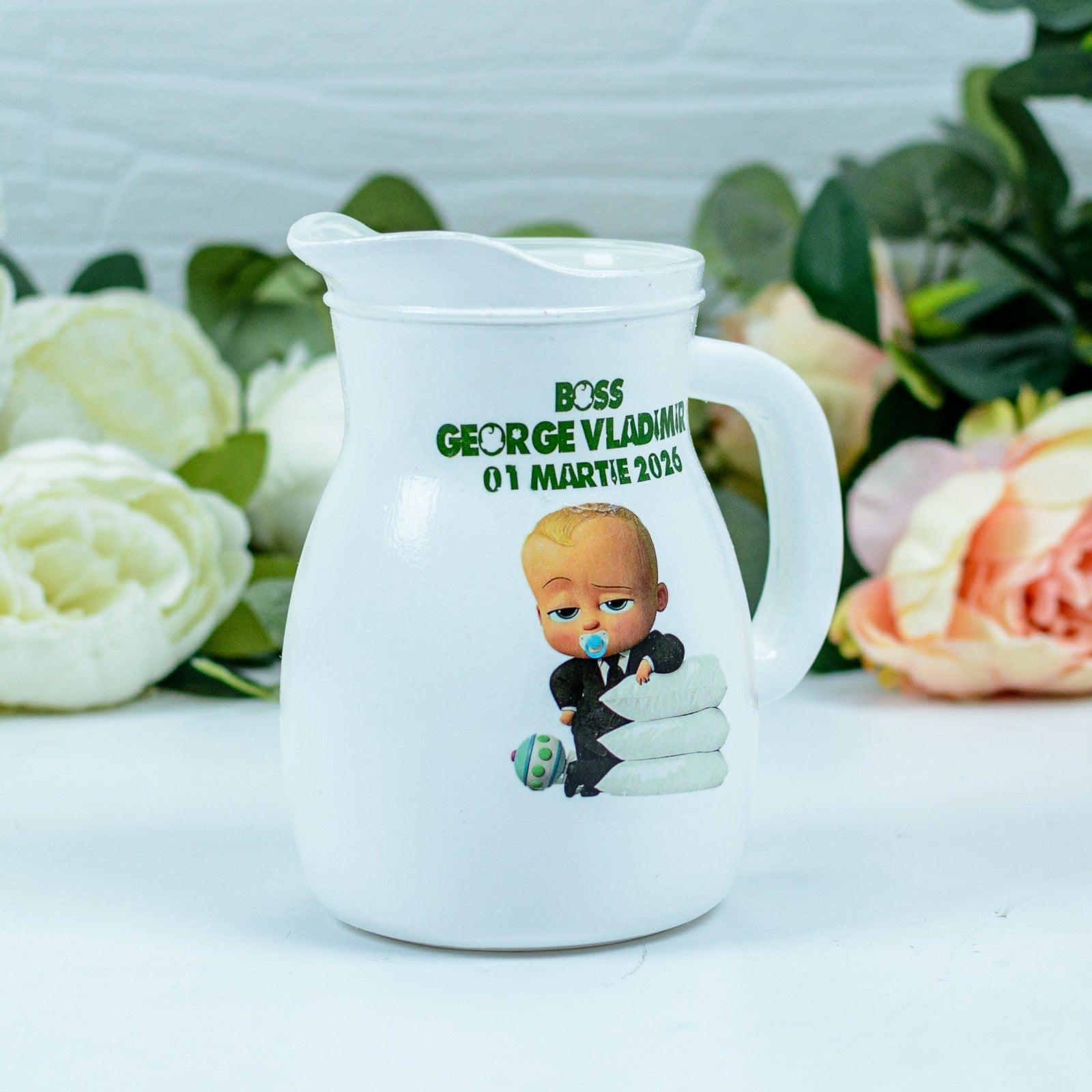 Carafa botez - Canta de botez baby boss verde RoHandWork