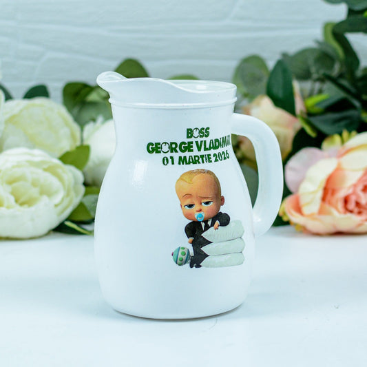 Carafa botez - Canta de botez baby boss verde RoHandWork