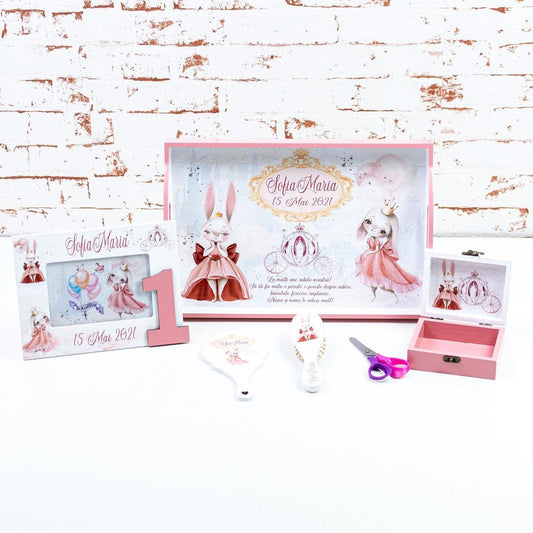 Set tavita turta Prințese iepuraș  -set tava pentru taiere mot RoHandWork