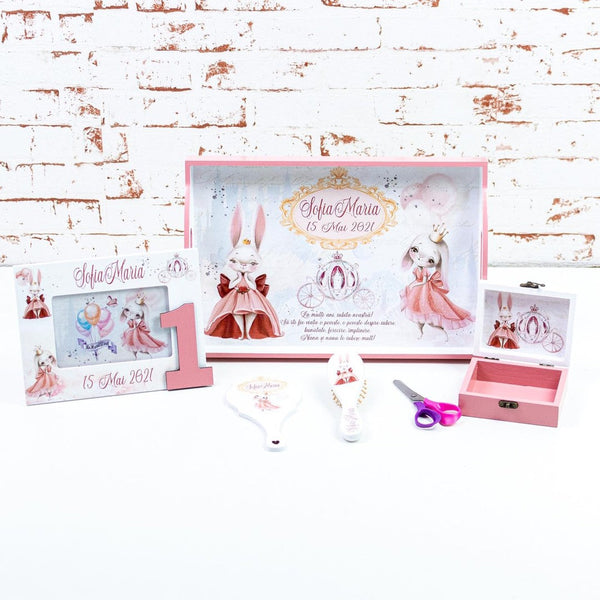 Set tavita turta Prințese iepuraș  -set tava pentru taiere mot RoHandWork