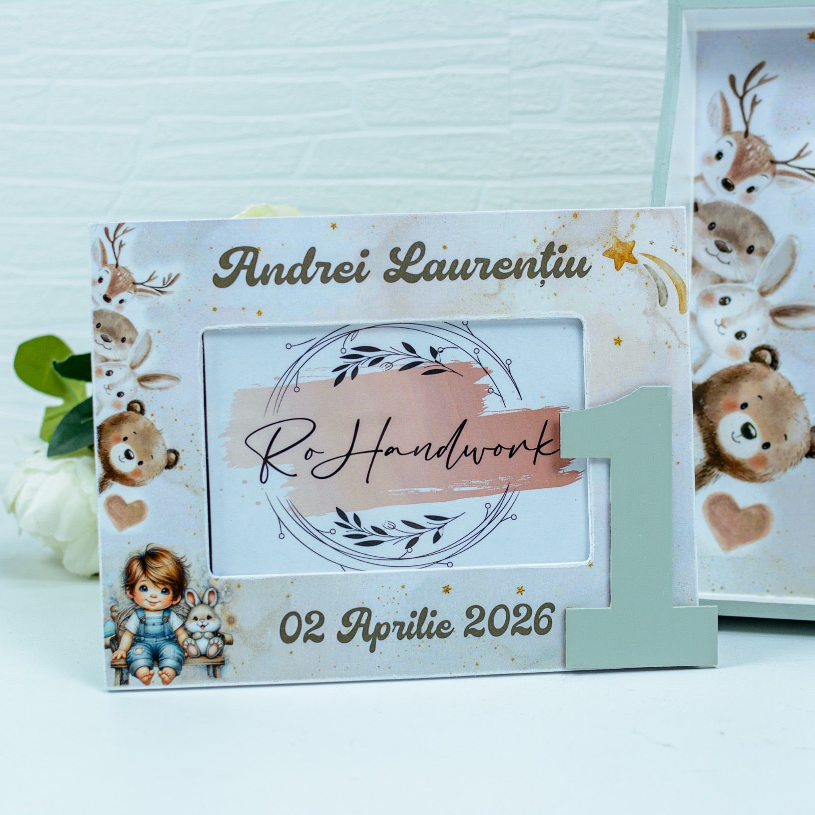 Set mot băiețel simpatic     - set tava taiere mot personalizat RoHandWork