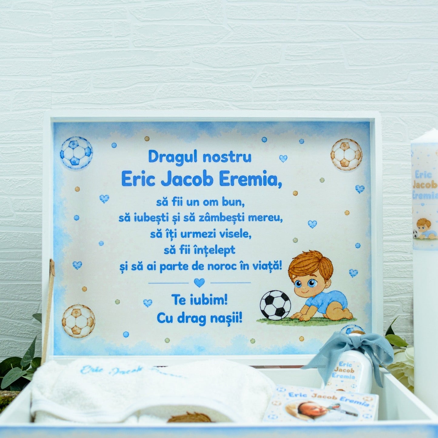 Trusou personalizat pentru botez -bebe Fotbalist RoHandWork