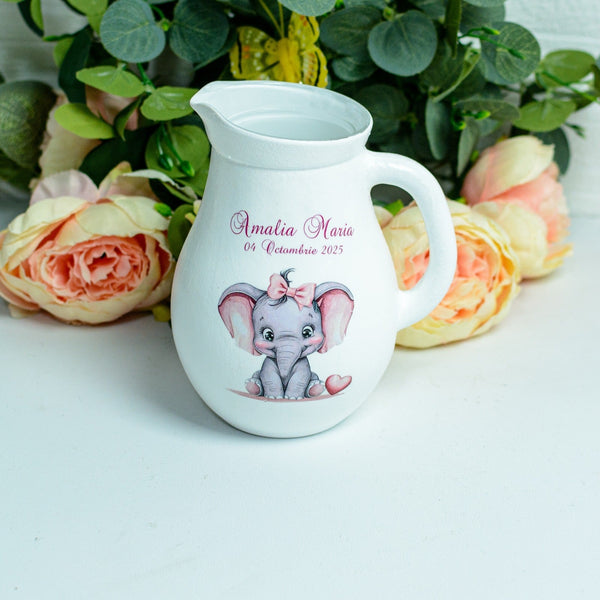 Carafa botez - Canta de botez Elefantel RoHandWork