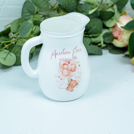 Carafa botez - Canta de botez Ursuleț vesel