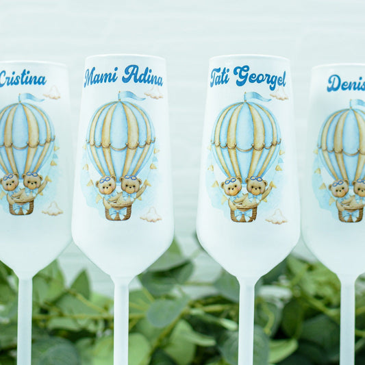 Pahare personalizate botez gemeni Ursuleți RoHandWork