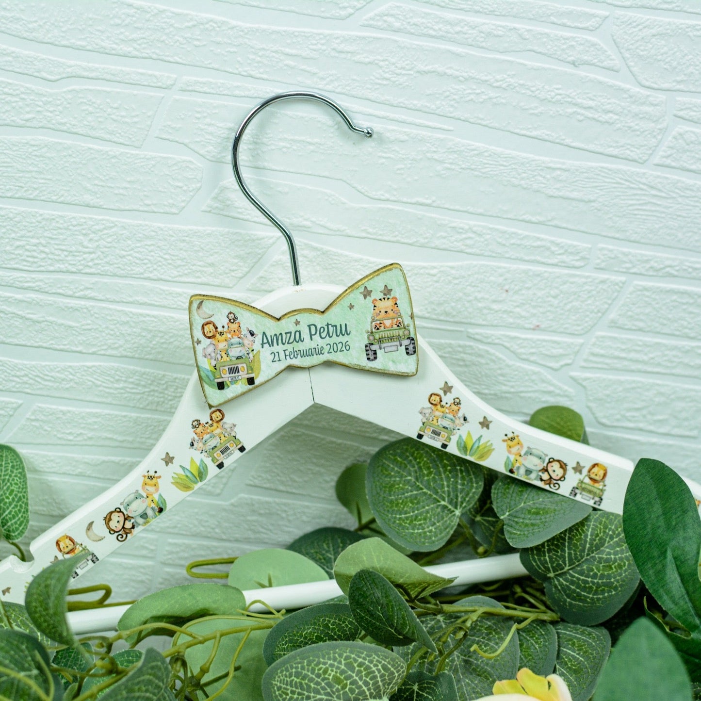 Umeras copil botez personalizat animăluțe în mașină RoHandWork