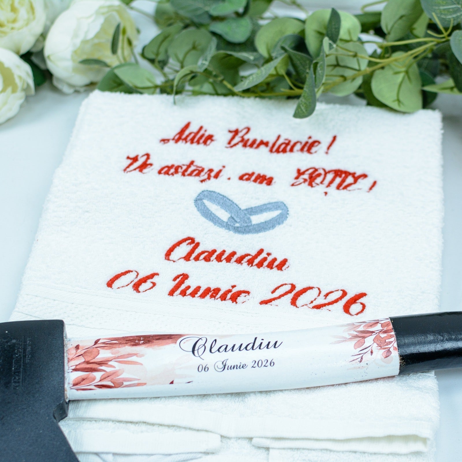 Set Prosop mire brodat și topor 9- gătitul mirelui RoHandWork