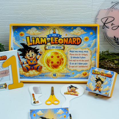 Set Moț Personalizat Dragon Ball – Tavă pentru Tăierea Moțului Băiețel RoHandWork