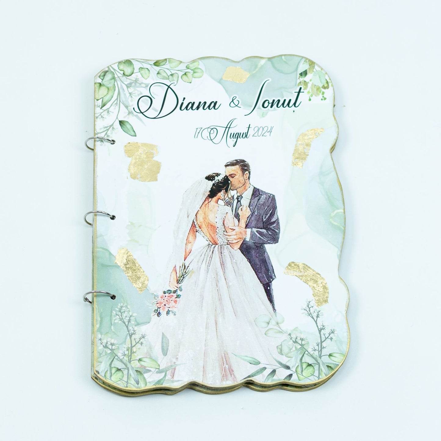 Guest Book nunta verde auriu RoHandWork