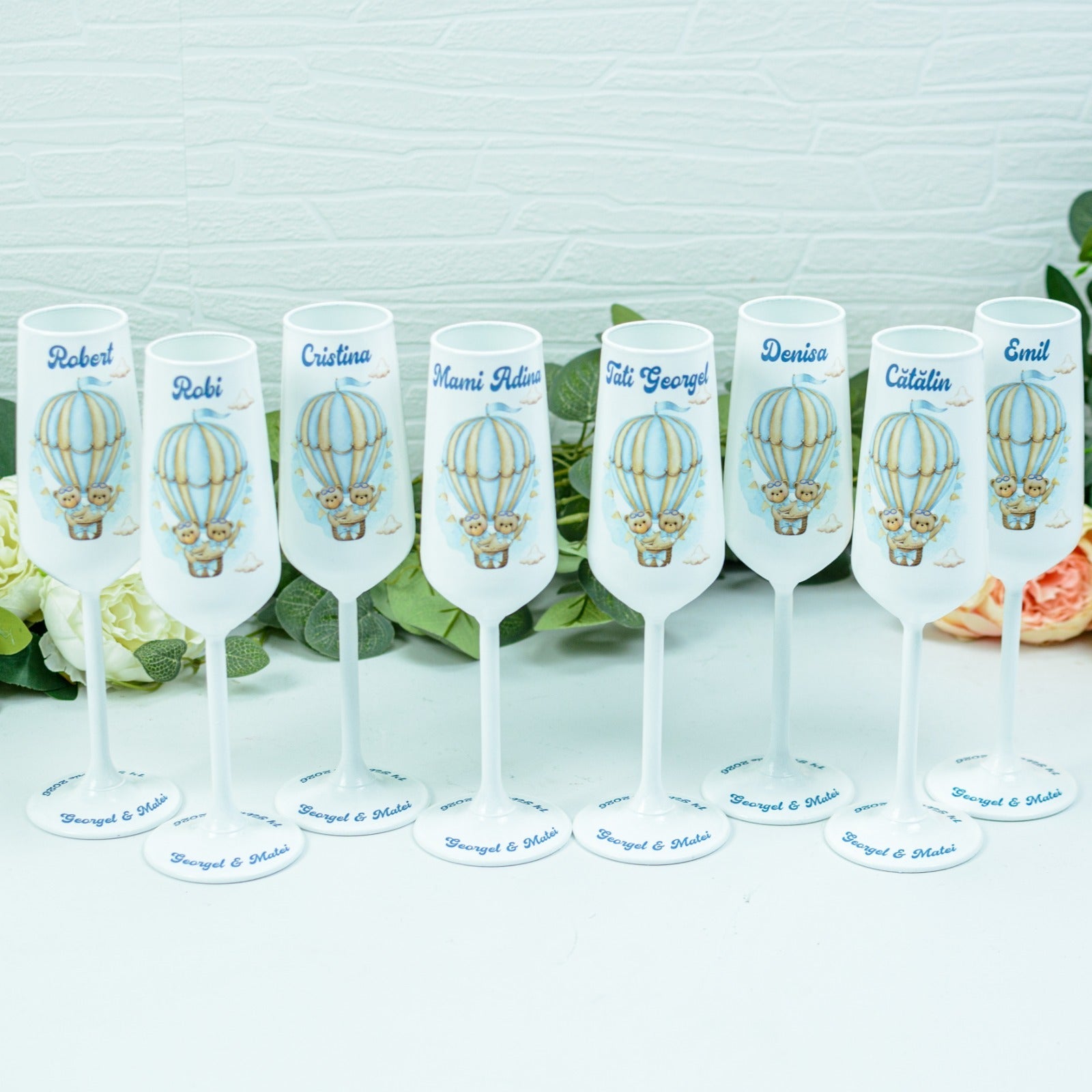 Pahare personalizate botez gemeni Ursuleți RoHandWork