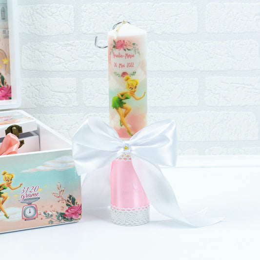 Lumanare personalizată botez saten Clopotica RoHandWork