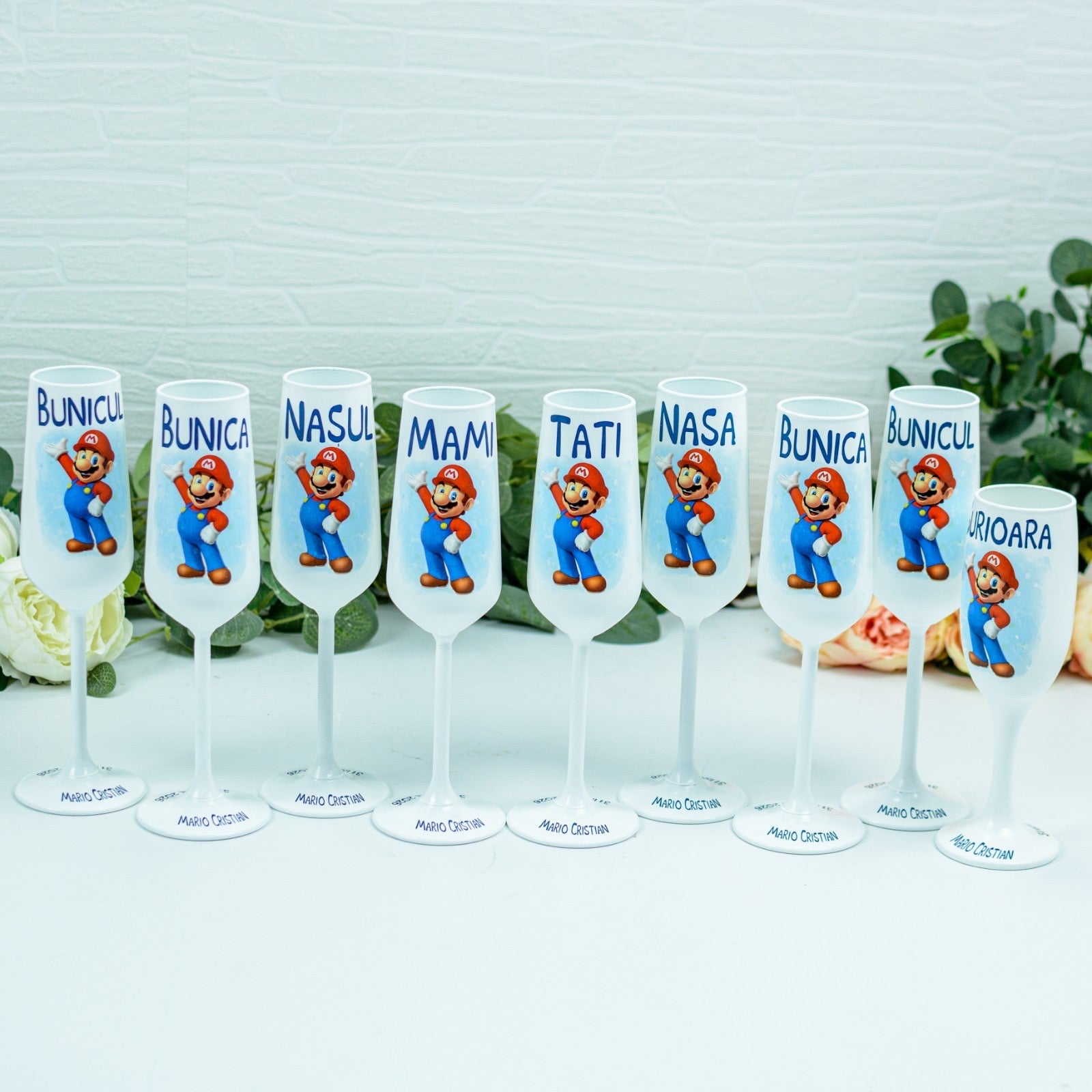 Pahare personalizate botez Mario Bros RoHandWork