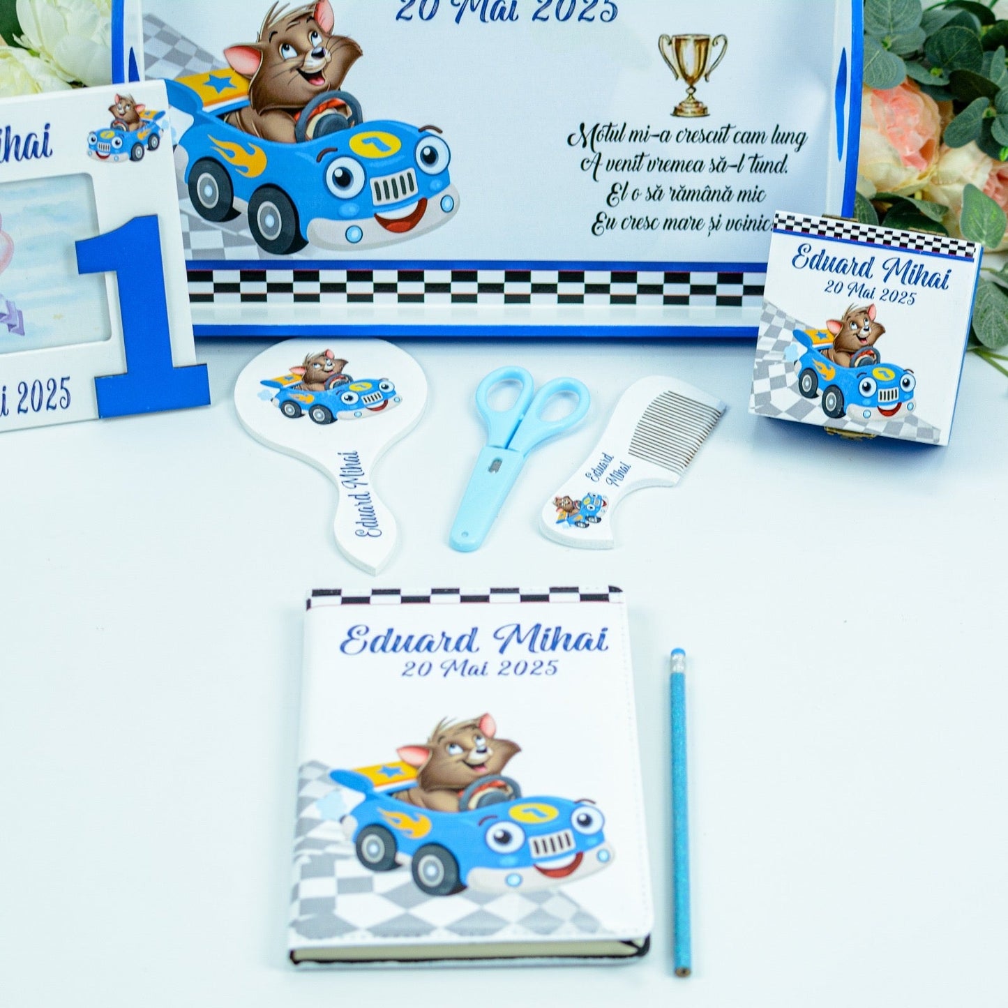 Set mot Pisoi in masina  - set tava taiere mot personalizat RoHandWork