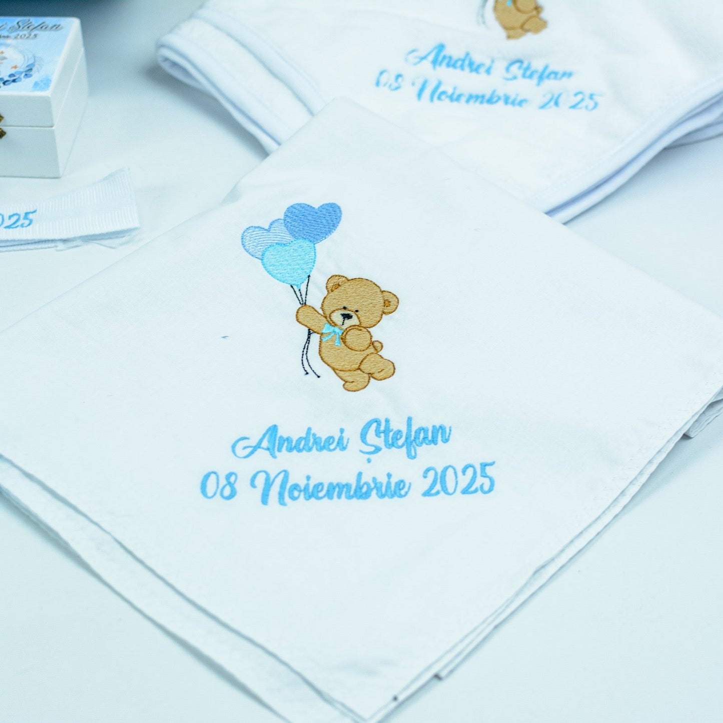 Set trusou botez Ursuleț și eucalipt RoHandWork