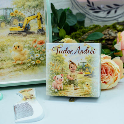 Set tavita moț Băiețel la fermă  -set tava pentru taiere mot (Copy) RoHandWork