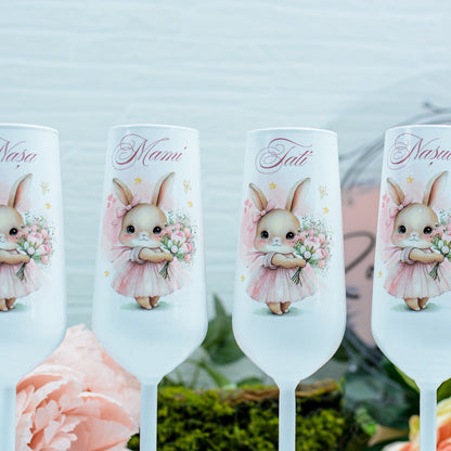 Set pahare botez Iepuraș RoHandWork