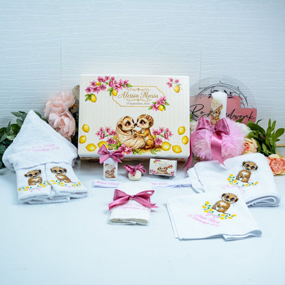 Trusou personalizat pentru botez -Lămâi și Suricate RoHandWork