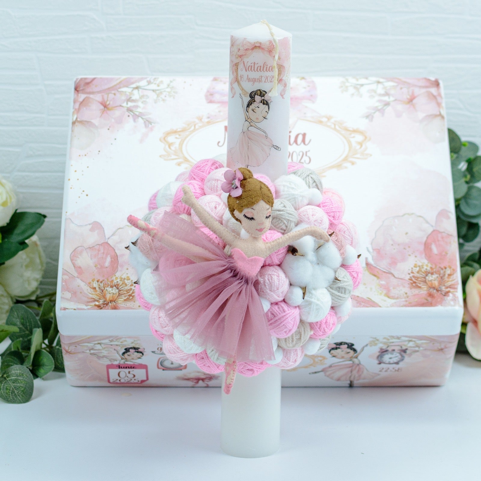 Lumanare Botez gheme Balerina Delicata RoHandWork