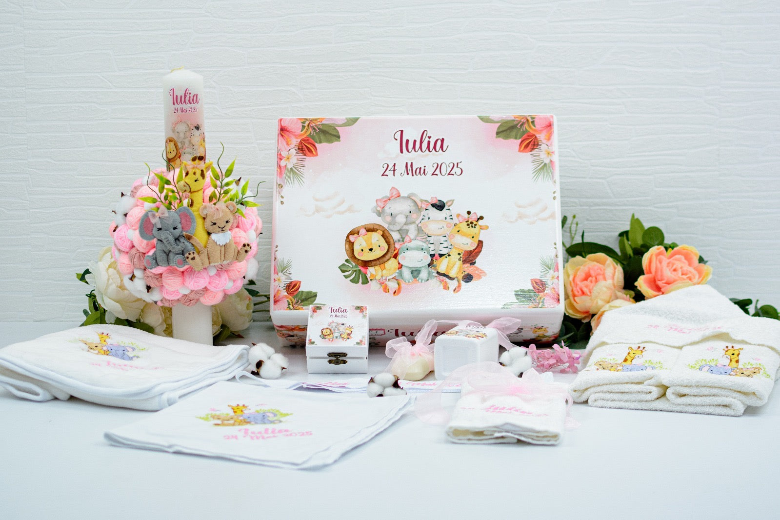 Set trusou botez animăluțe junglă fetiță RoHandWork