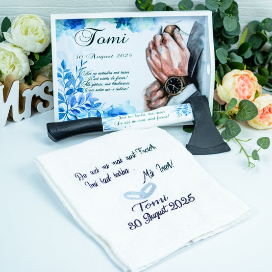 Set pentru gatitul mirelui Blue RoHandWork