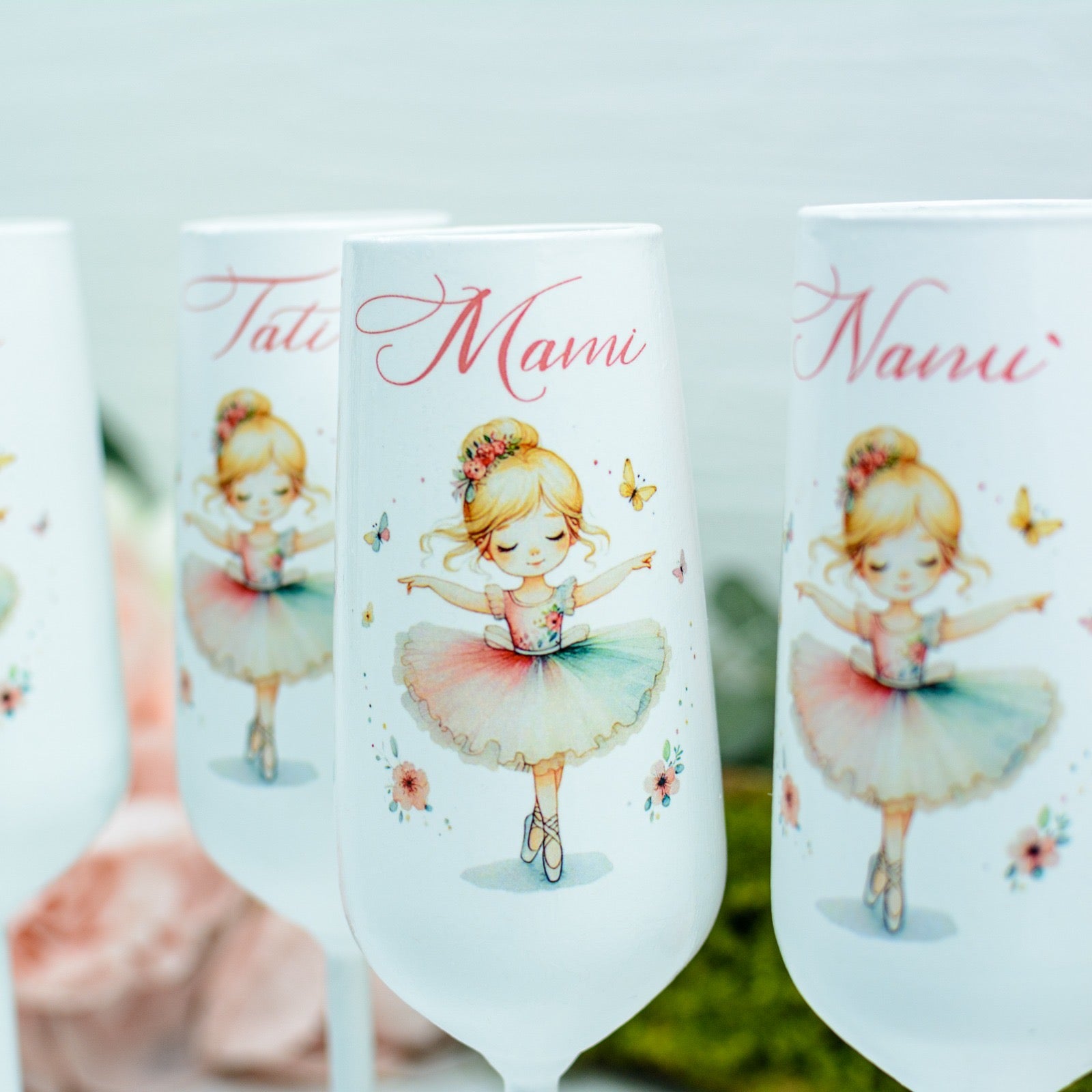 Set pahare botez Balerina Delicată Colorata RoHandWork