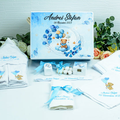 Set trusou botez Ursuleț și eucalipt RoHandWork