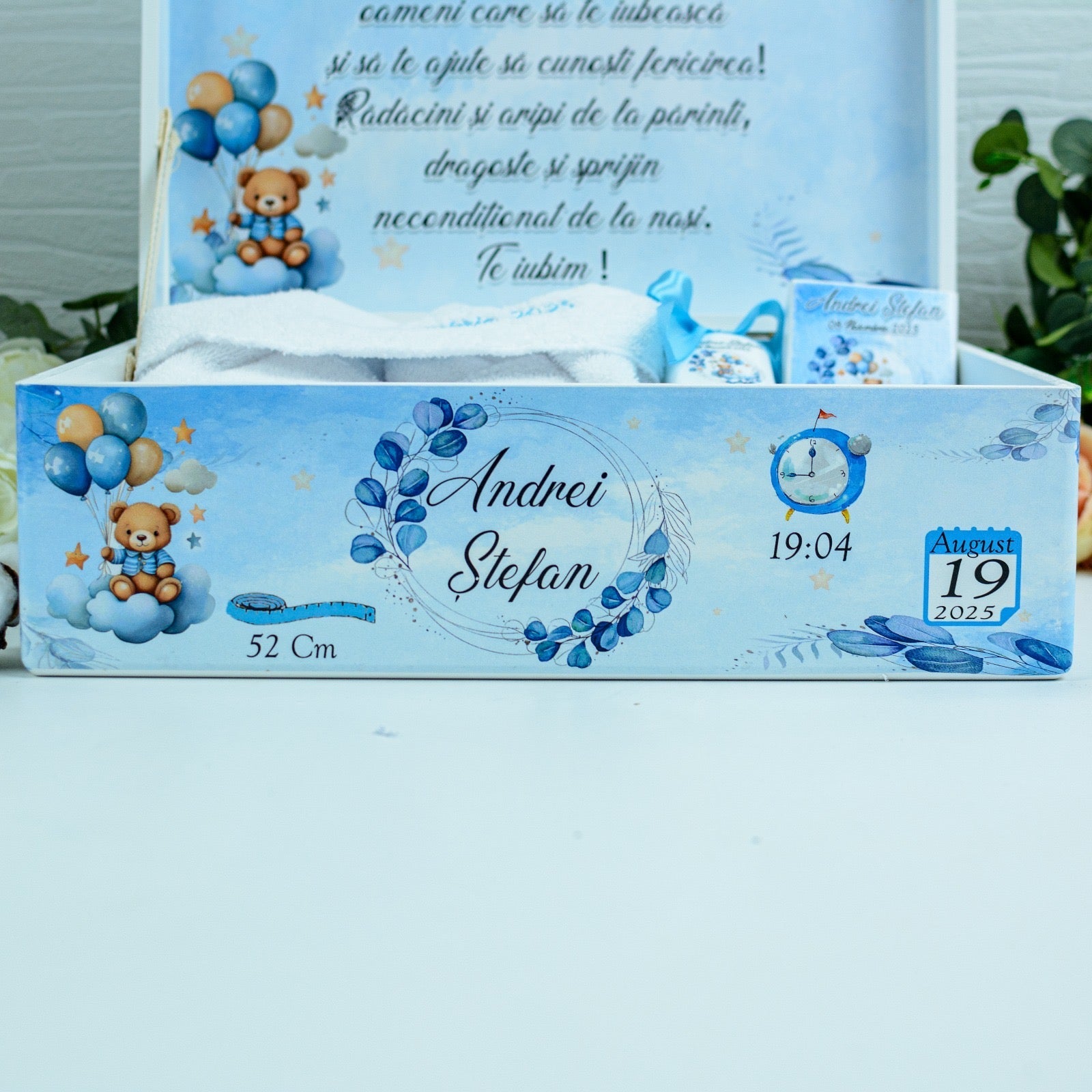 Set trusou botez Ursuleț și eucalipt RoHandWork