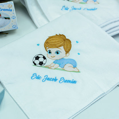 Trusou personalizat pentru botez -bebe Fotbalist RoHandWork