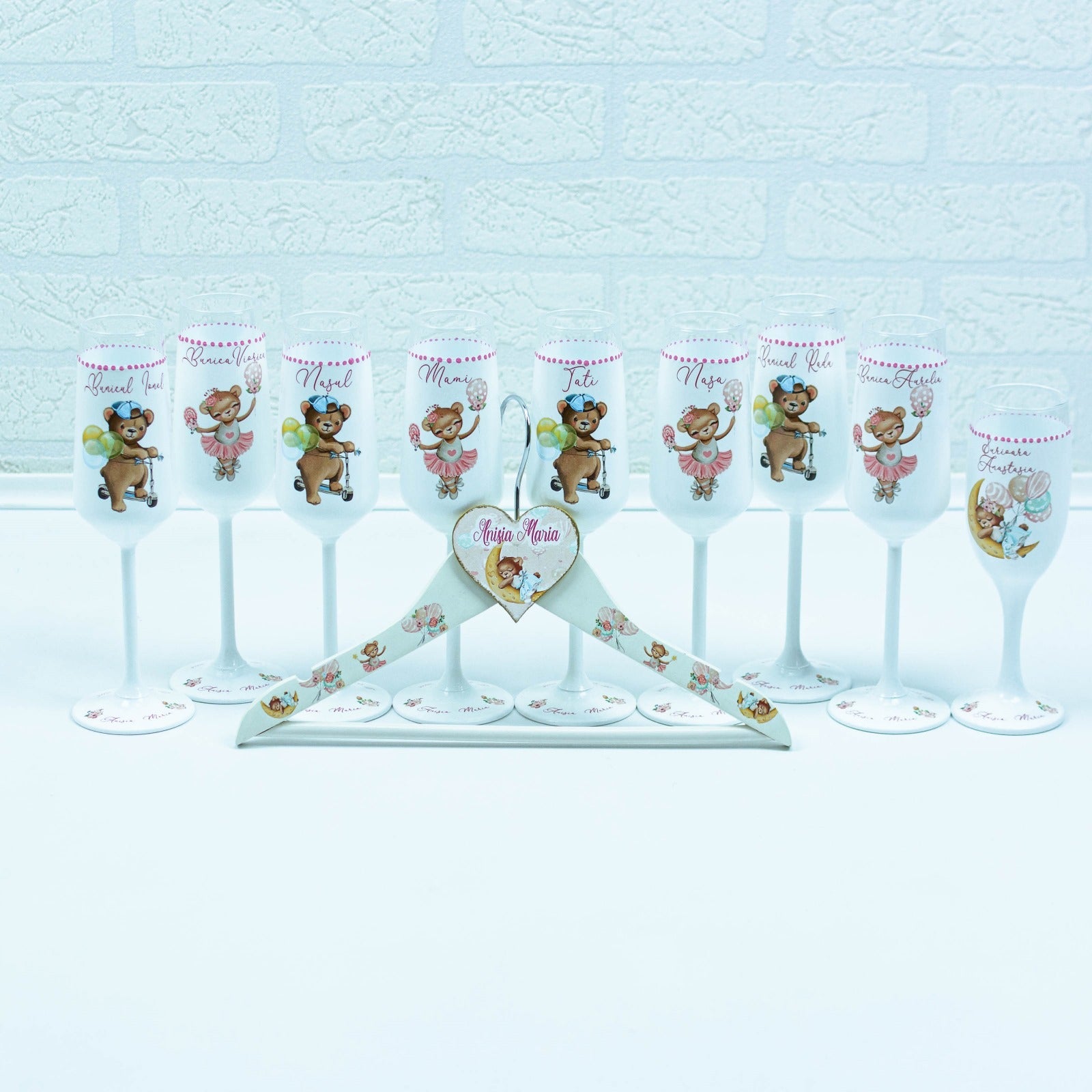 Umeras copil botez personalizat ursuleț pe lună RoHandWork