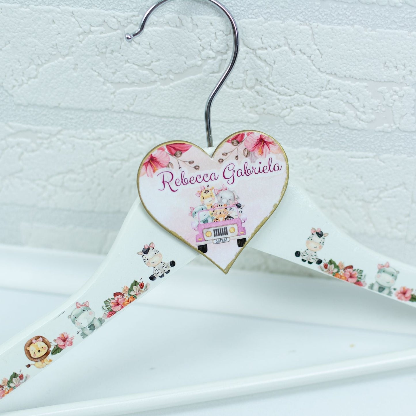 Umeras copil botez personalizat animăluțe în mașină fetiță RoHandWork