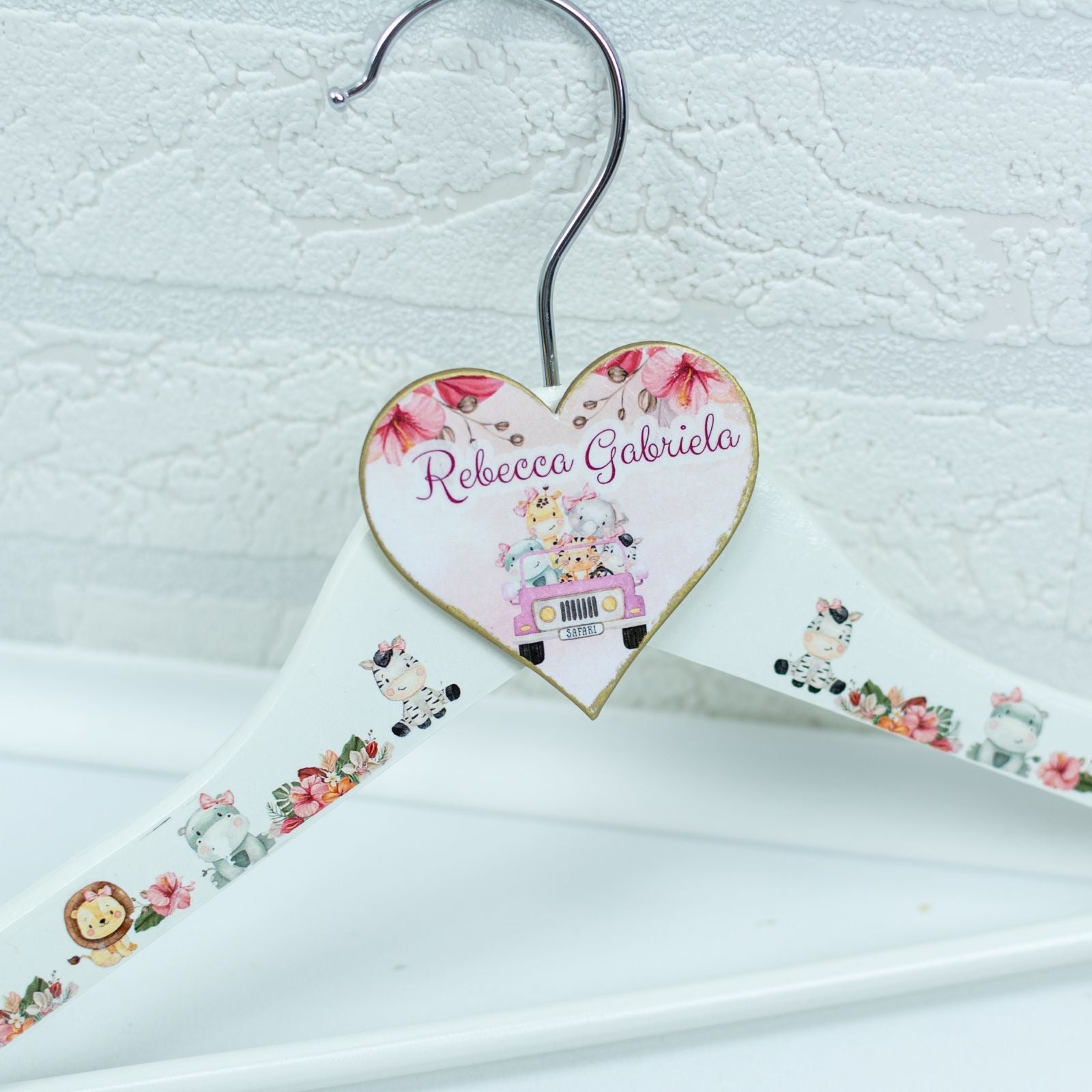 Umeras copil botez personalizat animăluțe în mașină fetiță RoHandWork