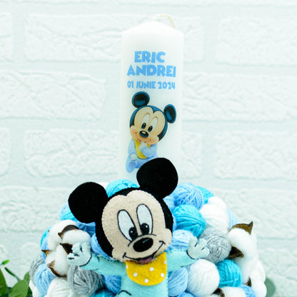 Lumanare botez cu gheme Baby Mickey RoHandWork