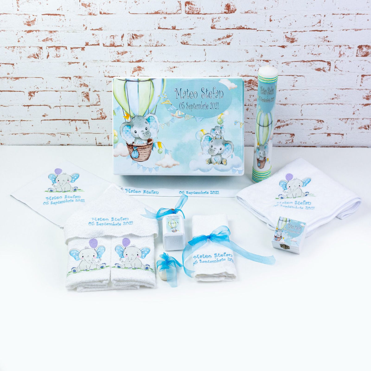 Set trusou botez Elefanti in balon - RoHandWork