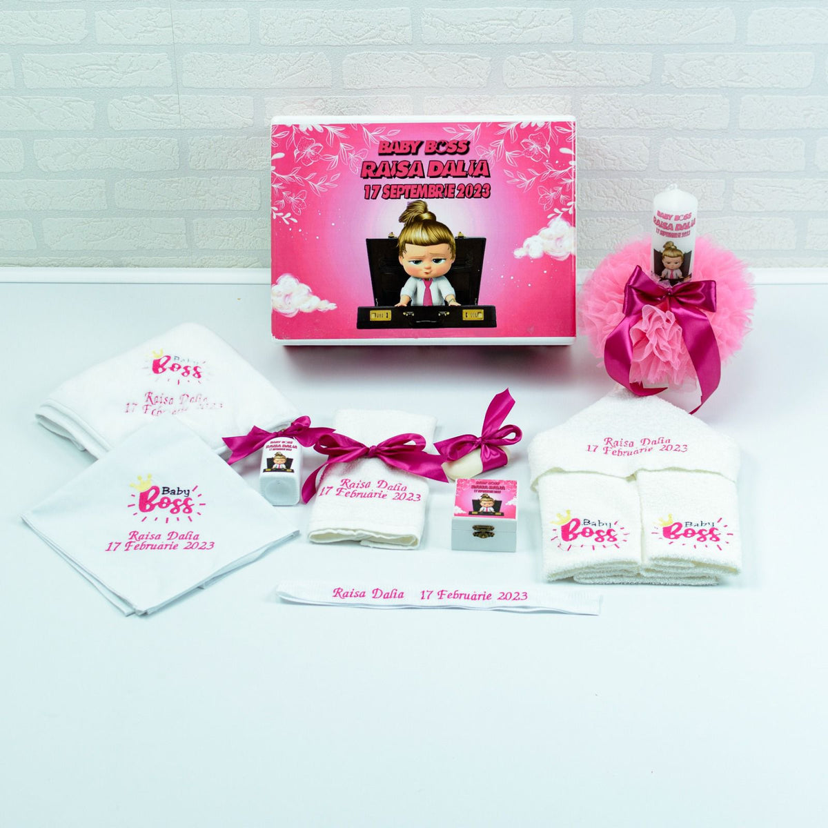 Set trusou botez Baby Boss Fetita - RoHandWork