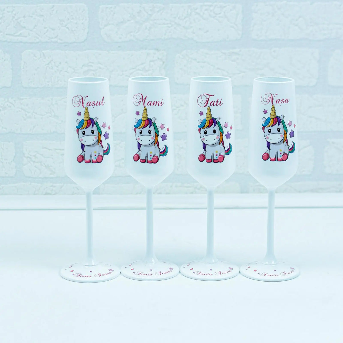 Pahare botez Unicorn Colorat RoHandWork