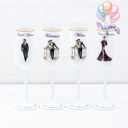 Pahare pentru miri in stil vintage set 3 - RoHandWork