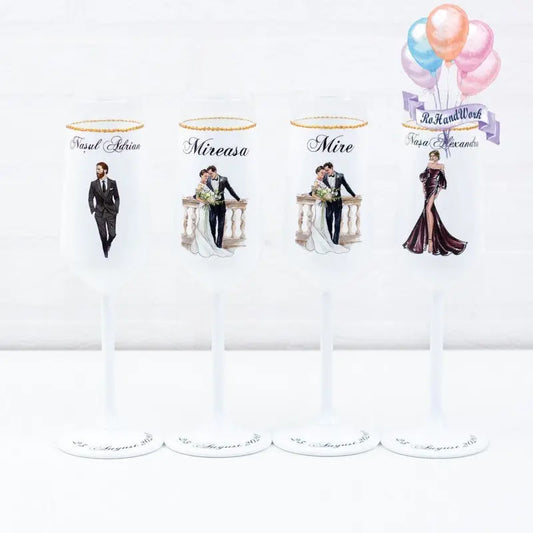 Pahare pentru miri in stil vintage set 3 - RoHandWork