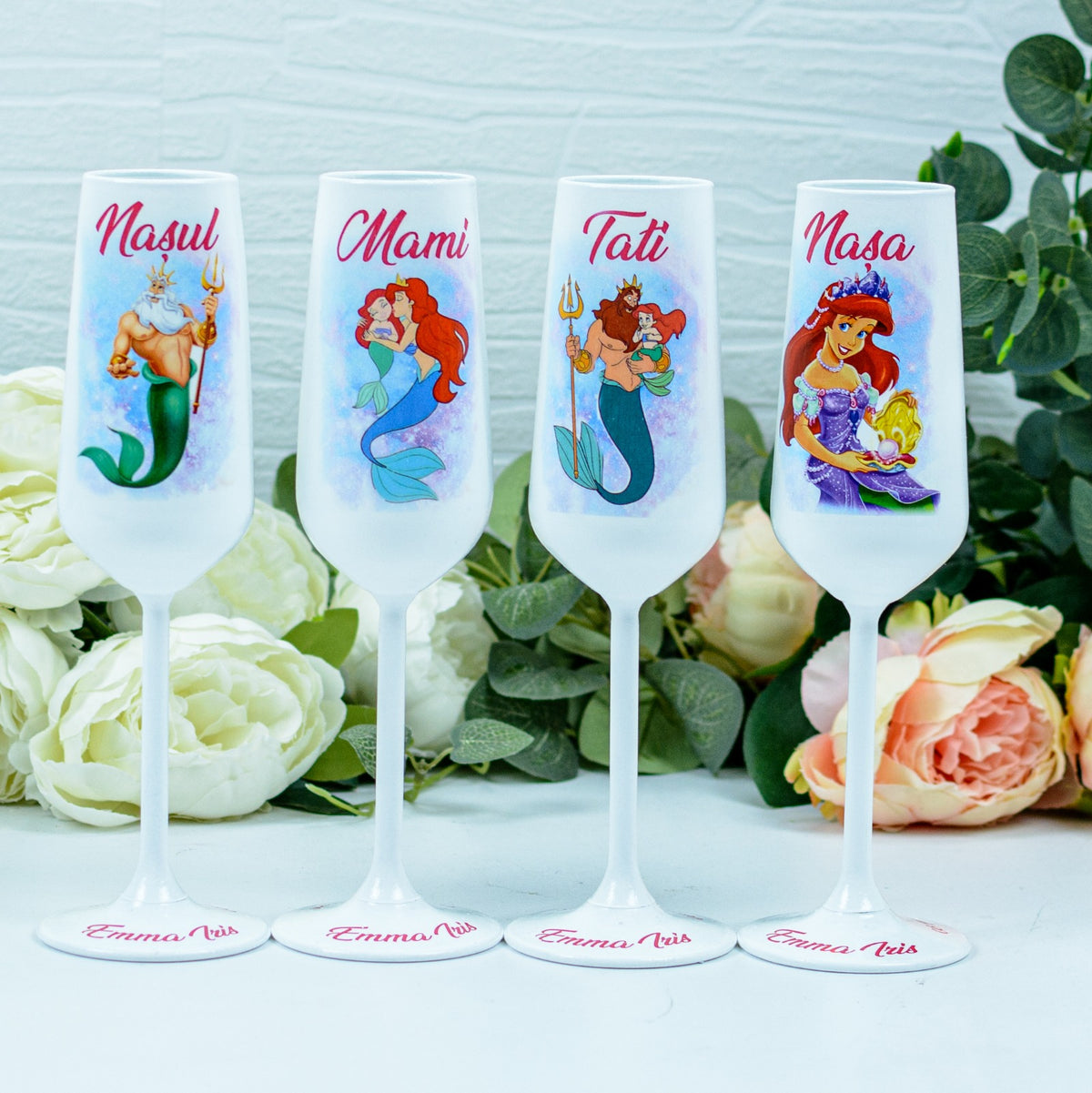 Pahare botez Ariel 2 Personalizate , marca rohandwork. Pahare elegante din sticlă. 