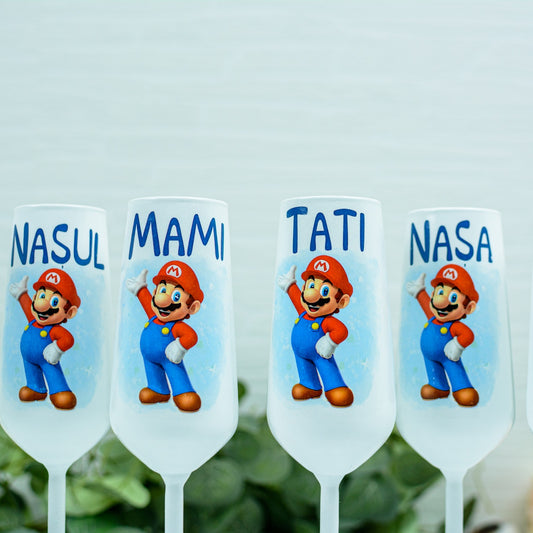 Pahare personalizate botez Mario Bros