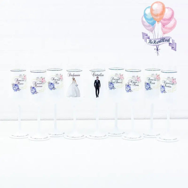 Set pahare nunta blue - RoHandWork