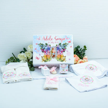 Set trusou personalizat pentru botez Fluture RoHandWork personalizat cu numele bebelușului, ideal pentru un botez de poveste.