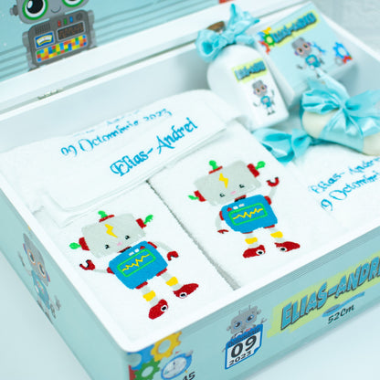 Cute Robotel christening kit set