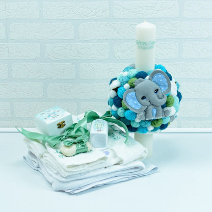 Cute elephant christening kit set