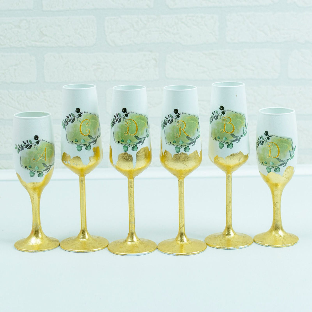 Set pahare cu Foita aurie Green 2 - RoHandWork