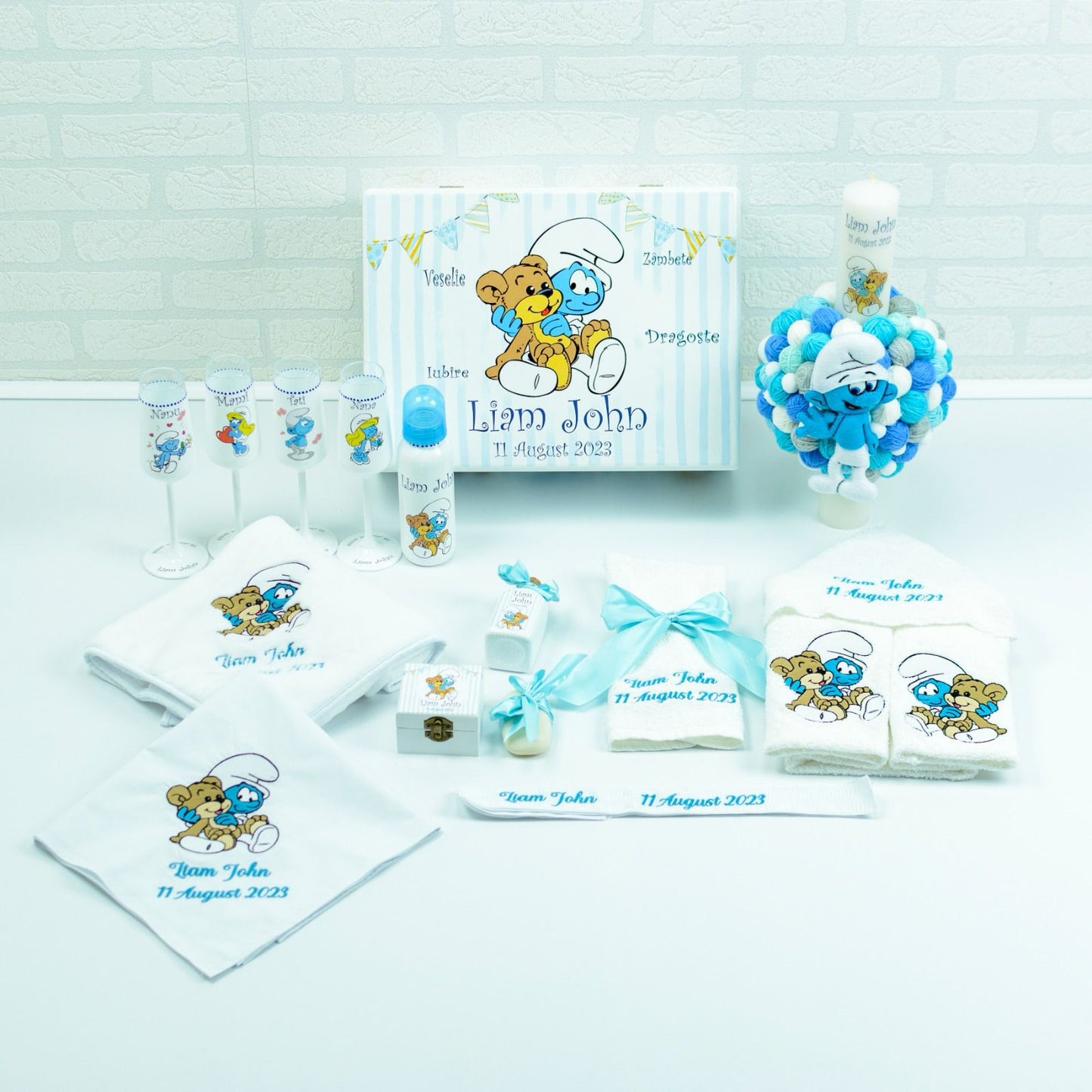 Baby Smurf christening kit set