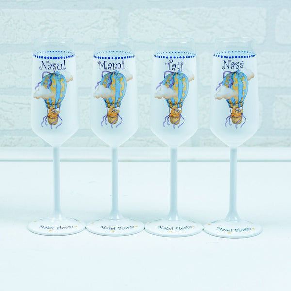 Pahare botez  Ursulet in balon RoHandWork
