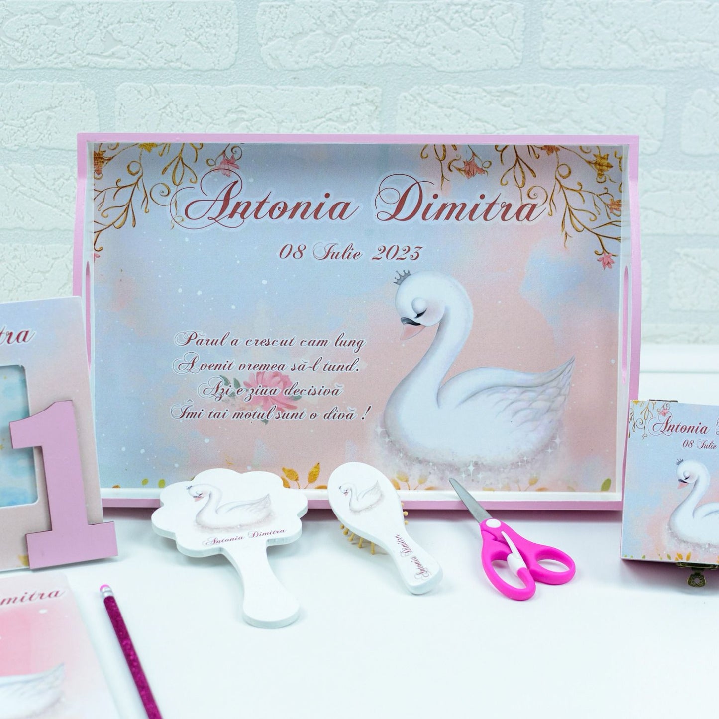 Set mot personalizat cu Lebada- set tava pentru taiere mot - RoHandWork