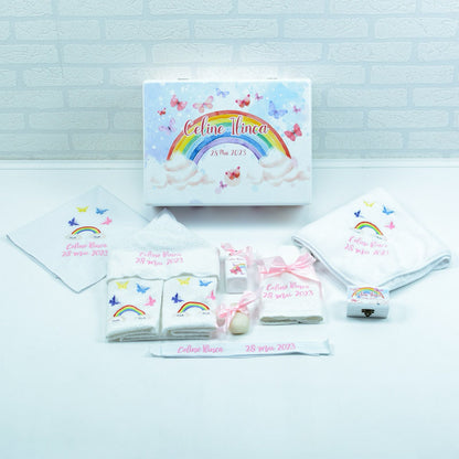 Butterfly and Rainbow christening kit set