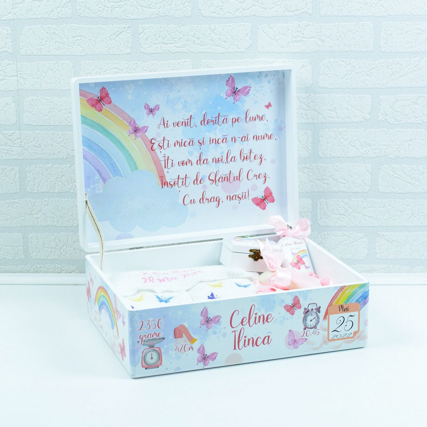 Butterfly and Rainbow christening kit set